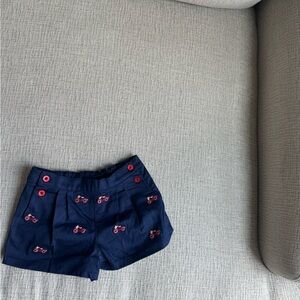Hartstrings Navy Shorts with Red Embroidery